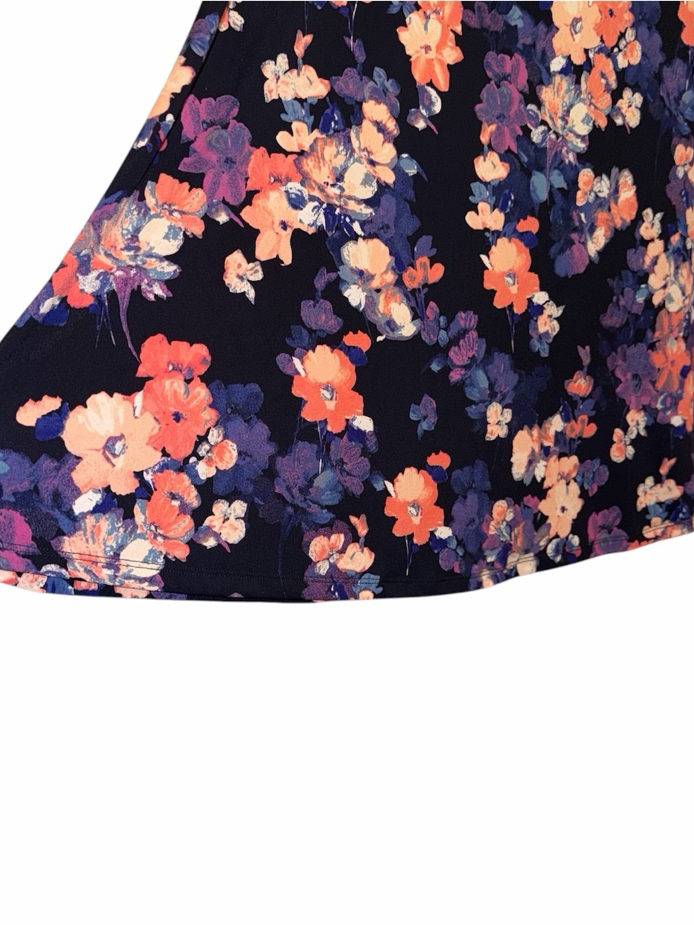 NINA LEONARD 2X Cold Shoulder Dress Pockets Navy Floral Bell Sleeve Boho Resort - Picture 4 of 9